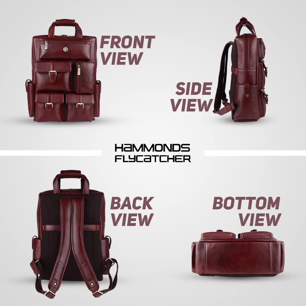 HAMMONDS FLYCATCHER Leather Travel 7 Compartment Backpack/College Backp- image 8