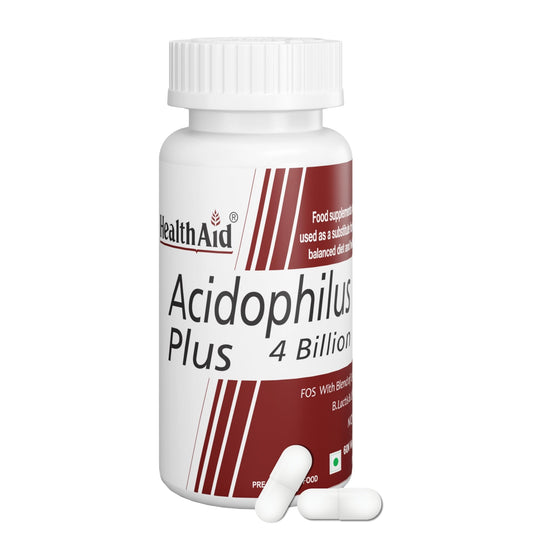 HealthAid Acidophilous - 60 Capsules | Clinically Researched Prebiotics, Probiot
