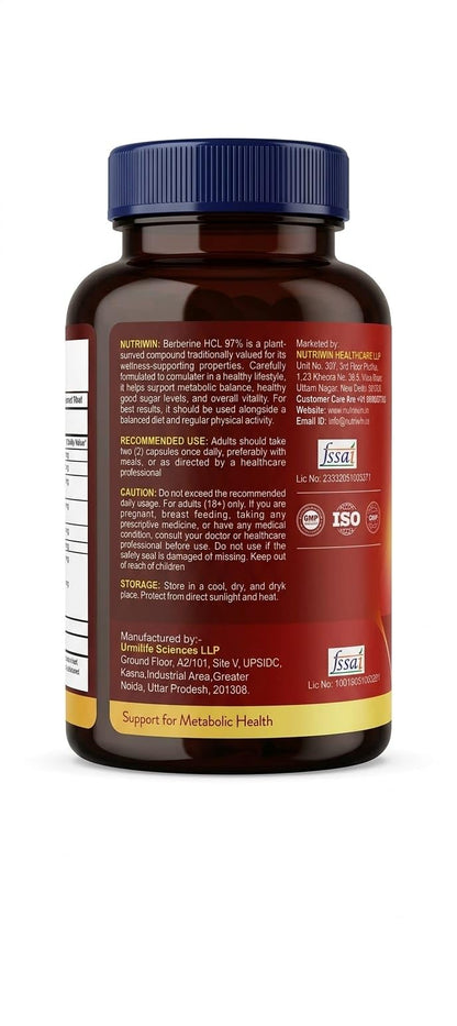 Berberine Supplement for PCOS and Insulin Resistance with Milk Thistle, Ceylon Cinnamon, Turmeric & Gymnema | Supports Metabolic Wellness | 60 Capsules