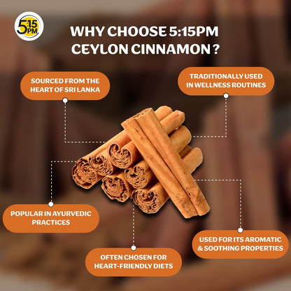 5:15PM Ceylon Cinnamon Sticks Original 100gm | SriLankan Dalchini Cinnamon Stick | World's Finest Ceylon Cinnamon Quills | Genuine Source Certified