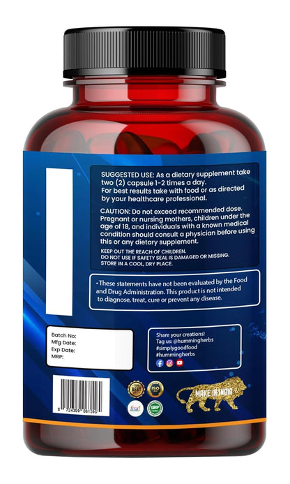 Humming Herbs NMN Nicotinamide Mononucleotide with Resveratrol & Quercetin | Supports Cellular Health, Boosts NAD+ Levels, Promotes Energy & Healthy Aging | Advanced Anti-Aging Formula 60 capsule