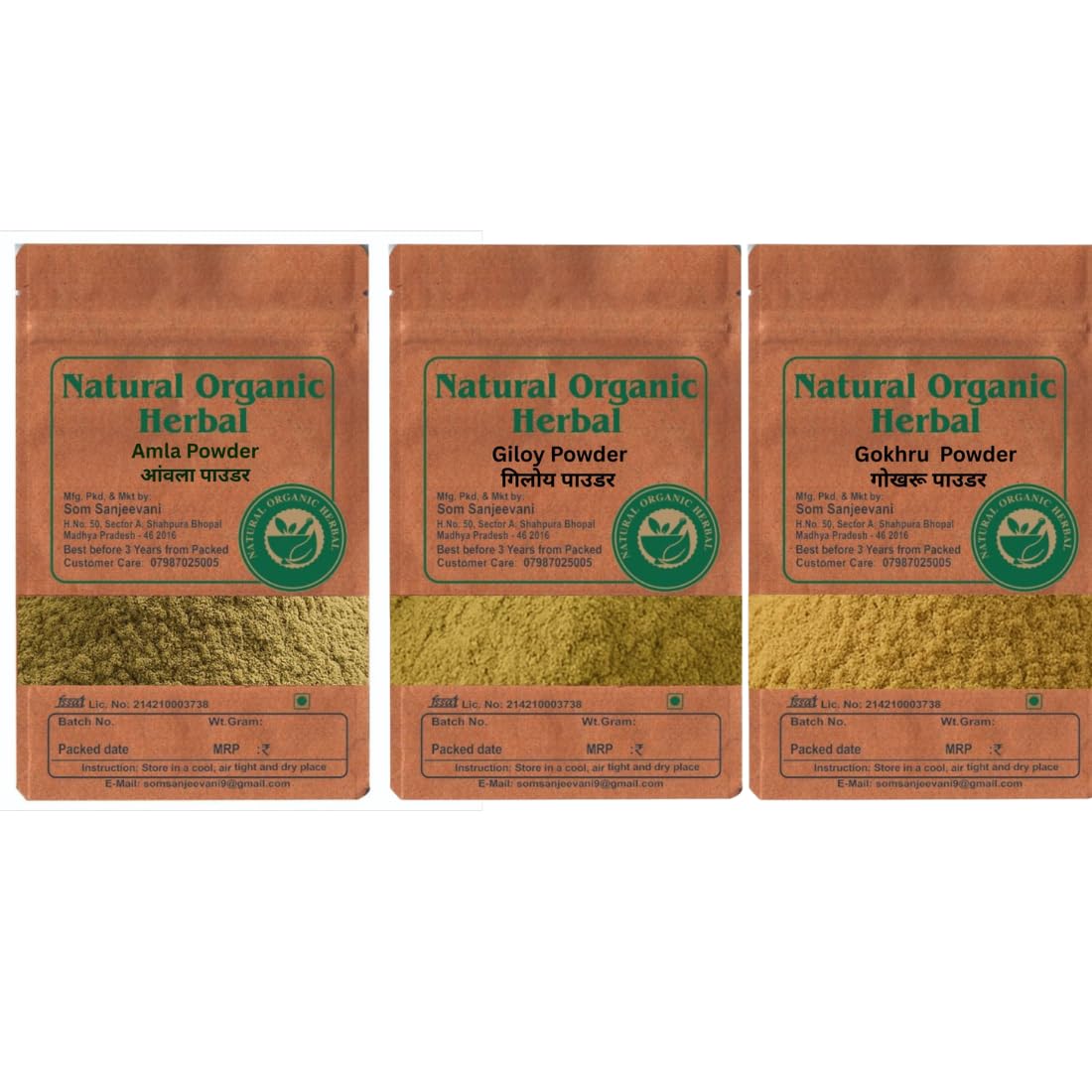 Natural Organic Herbal Health care combo Powder -Amla-Gokhru-Giloy -150g Pack of 3 each 50g -Natural ingredients-No Mixing-Ayurvedic-असली-Improves the stamina and athletic performance
