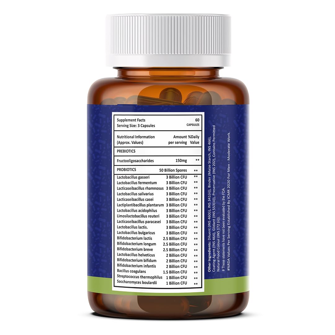 Hara Hachi Worlds No. 1 Supplement| 50 Billion CFU Gut Health Supplements with Probiotic | Gut Cleanse with Prebiotics and Probiotics| 60 Veg Capsules| L Reuteri Probiotics Supplement for Gut Health|