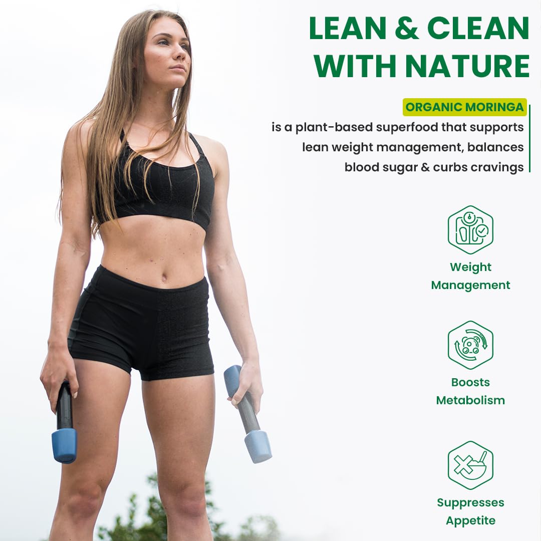 NATURYZ Organic Moringa Highest Strength 1200mg tablets | Supports Energy, Vitality, Detox, Metabolism & Immunity in Men & Women | Non-GMO, Vegan, Gluten-Free | USDA Organic Certified | Pesticides & Chemical Free – 60 Veg tablets