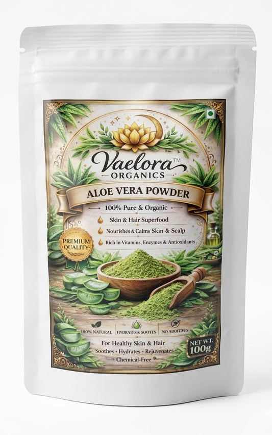 100% Pure Aloe Vera Powder for Skin & Hair Care | Natural Moisturizing, Acne Control & Hair Nourishment | Herbal Face & Hair Pack | Chemical-Free (100g)