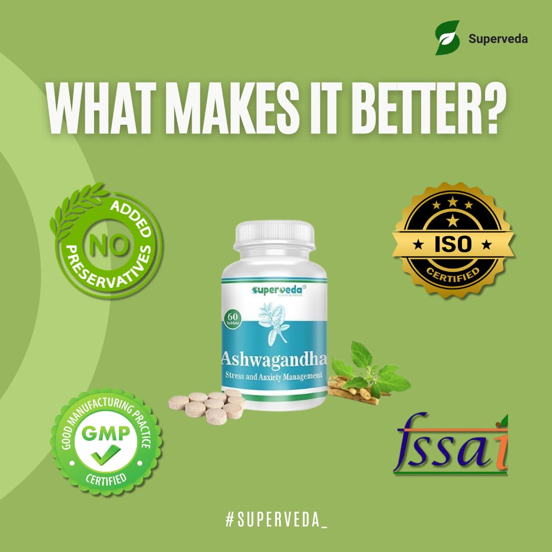 Superveda Ashwagandha 500mg For Men & Women | 60 Capsules (Pack of 1)- image 3