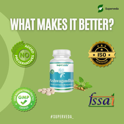 Superveda Ashwagandha 500mg For Men & Women | 60 Capsules (Pack of 1)- image 3