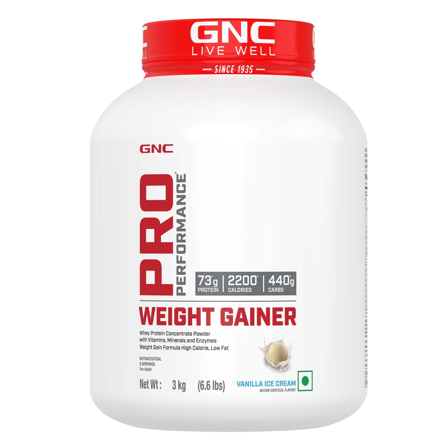 GNC Pro Performance Weight Gainer & Black Shaker (Vanilla Ice Cream, 3 Kg with Shaker)