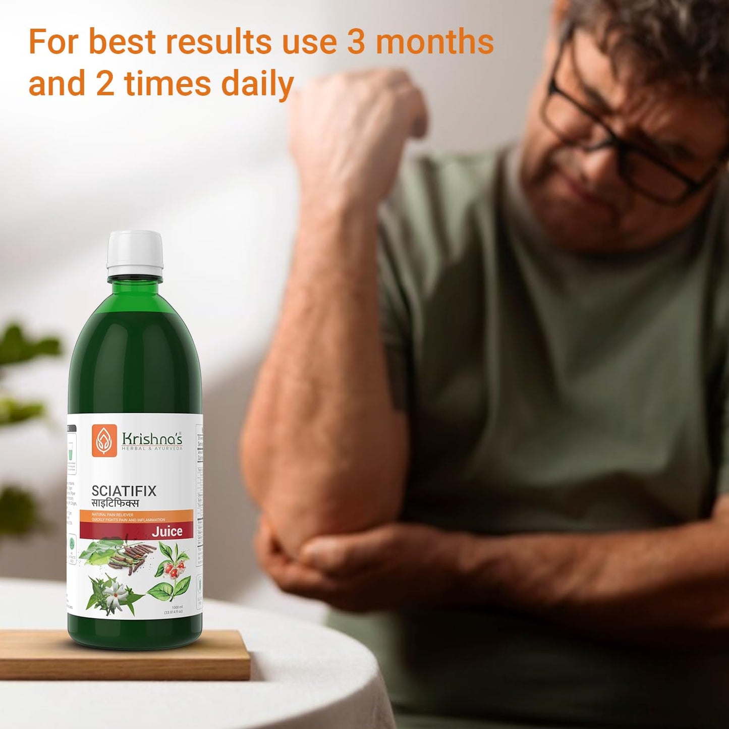 Krishna's Sciatifix Herbal Juice - Good source of calcium | Strengthens bones and muscles | 100% Organic Ingredients, No Artificial Colors & Gluten Free - 1000 ml (Pack of 1)