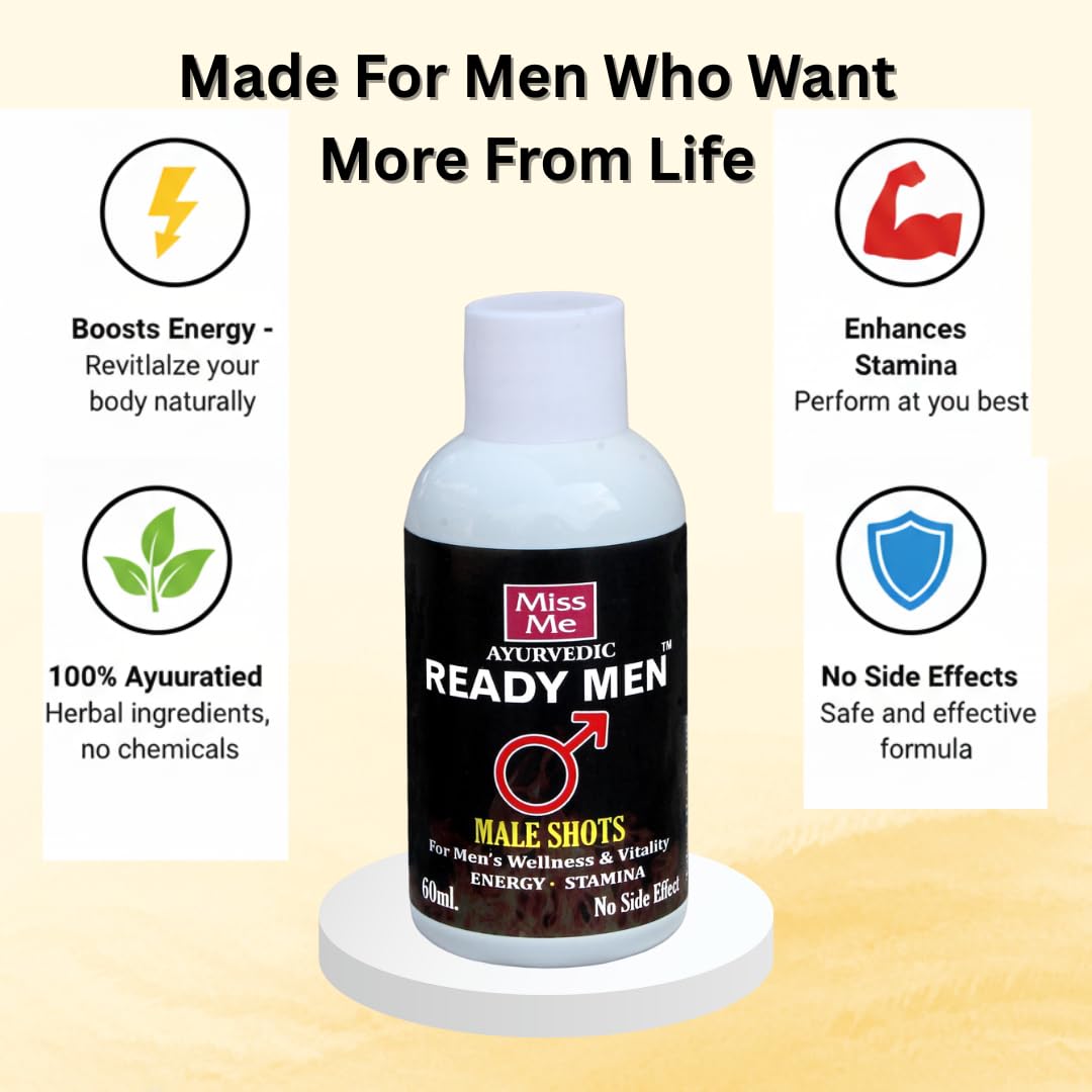 MISS ME AYURVEDIC READYGIRL DROP FOR FEMALE 10 ML COLOUR AND FLAVOUR LESS | READYMEN AYRVEDIC SHOT FOR MALE PAAN FLAVOUR 60 ML COMBO