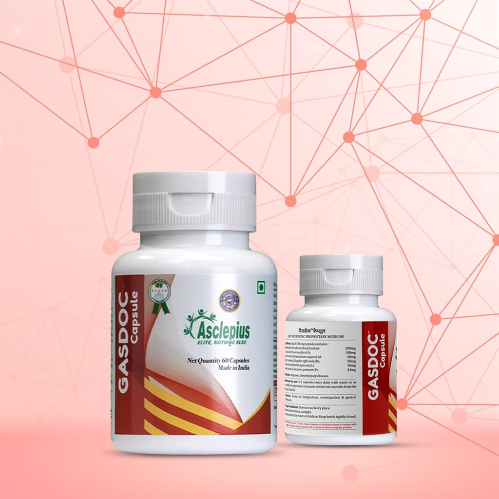 Kirti Health Care Gasdoc Capsule Traditional Herbal Blend and Botanical Dietary Supplement for Daily Routine Wellness Management, 60 Capsules