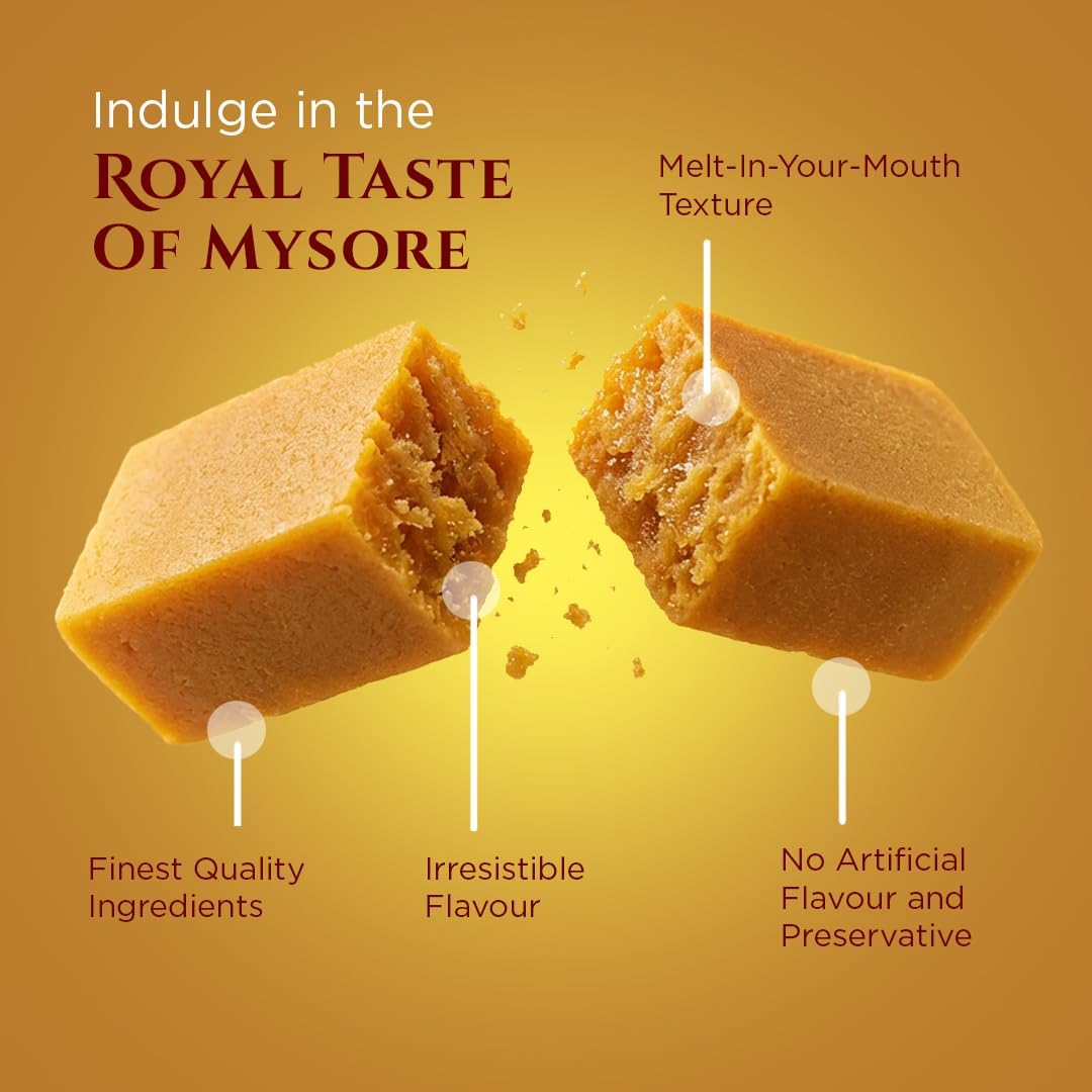Lal Sweets Mysore Pak with Rakhi 200g Each (Pack of 2) | Traditional Sweets Rakhi with | Soft & Melt-in-Mouth Texture | Made with Pure Desi Ghee | Authentic Indian Mithai | No Preservatives | Festival Gift Hamper for Celebrations | Made With Sulfur-Free S