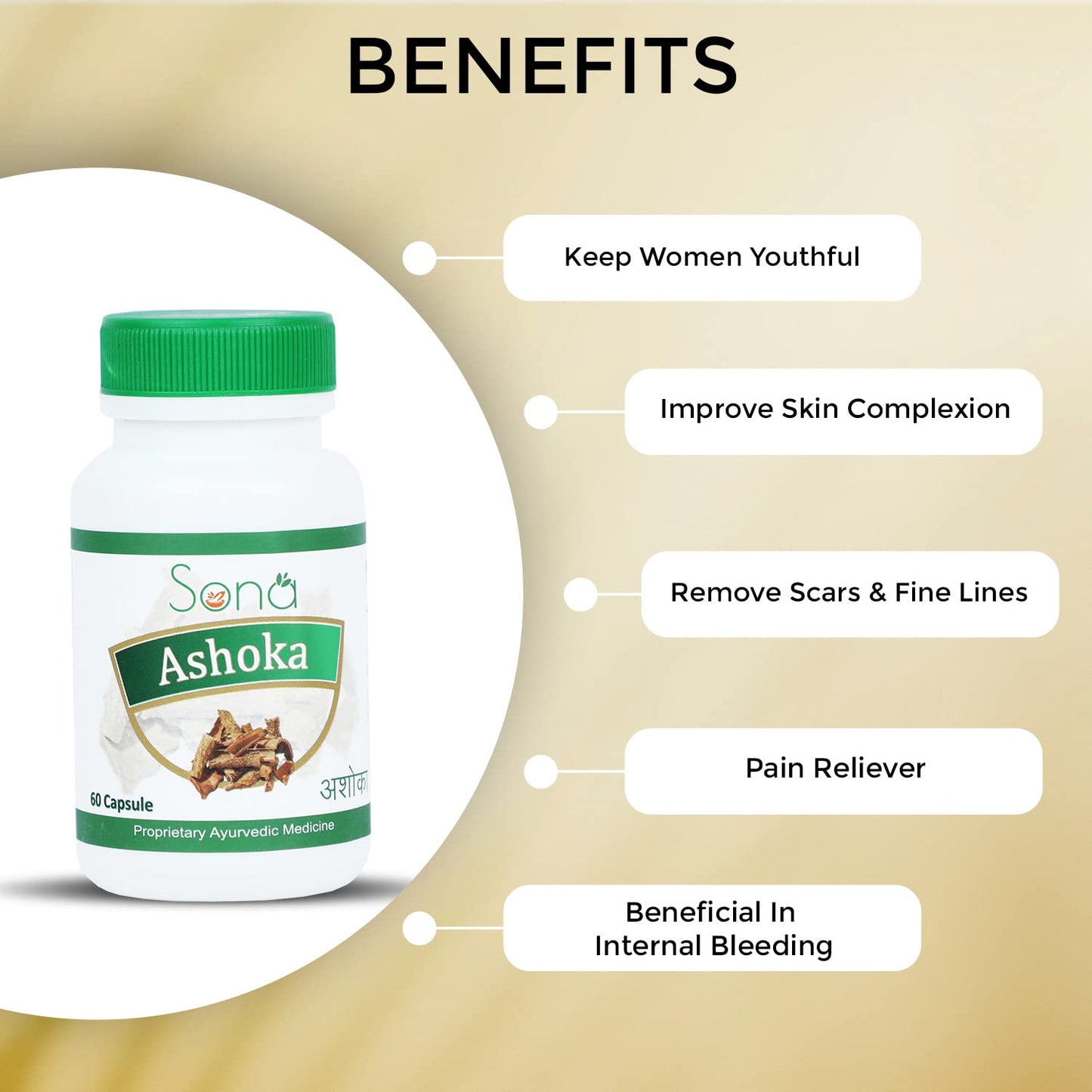 SONA HEALTH CARE Organic Ashoka Capsules - 60 Capsules (Pack of 2)