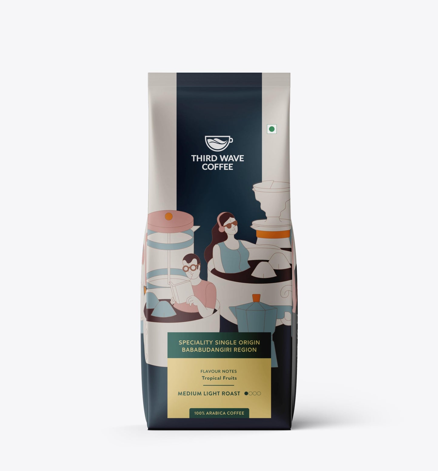 THIRD WAVE COFFEE | Speciality Single Origin Bababudangiri Region | 100% Arabica | Medium Light Roast | Electrical Dripper | Medium Grind | 250 grams | Pouch