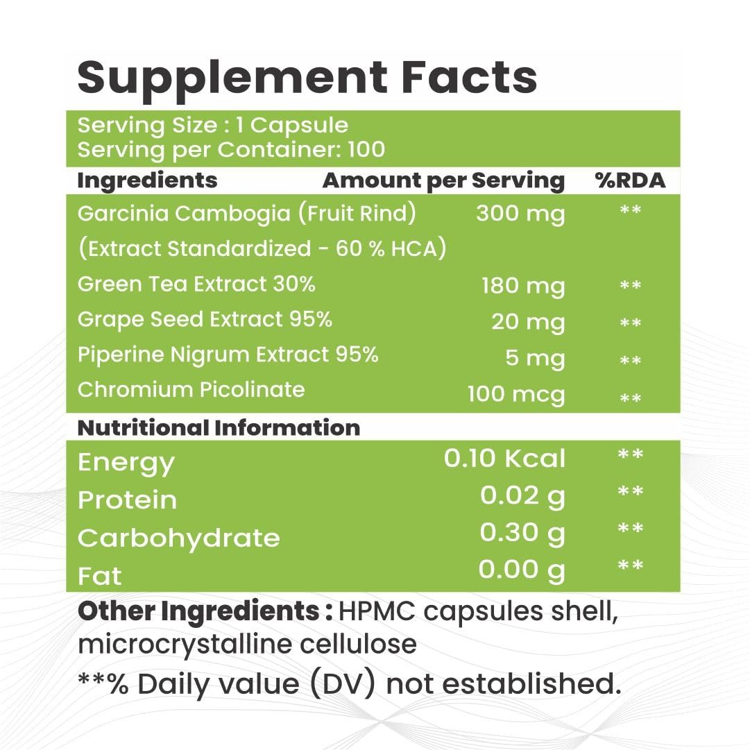 Raskam Fat Burner - 100 Capsules- Weight Loss Supplement with Garcinia Cambogia, Green Coffee Beans Green Tea Extract Metabolism Booster Belly Fat Burner for Men & Women