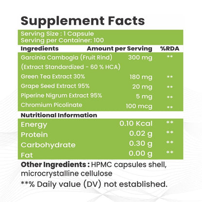 Raskam Fat Burner - 100 Capsules- Weight Loss Supplement with Garcinia Cambogia, Green Coffee Beans Green Tea Extract Metabolism Booster Belly Fat Burner for Men & Women