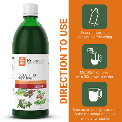 Krishna's Sciatifix Herbal Juice - Good source of calcium | Strengthens bones and muscles | 100% Organic Ingredients, No Artificial Colors & Gluten Free - 1000 ml (Pack of 1)