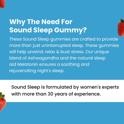 Gytree Sound Sleep Gummies for Women with Melatonin & Ashwagandha | Non-Addictive Sleep Gummies | Improves Sleep, Relaxes Nerves & Busts Stress | Sleep Supplement | Strawberry Flavour (Pack of 60)