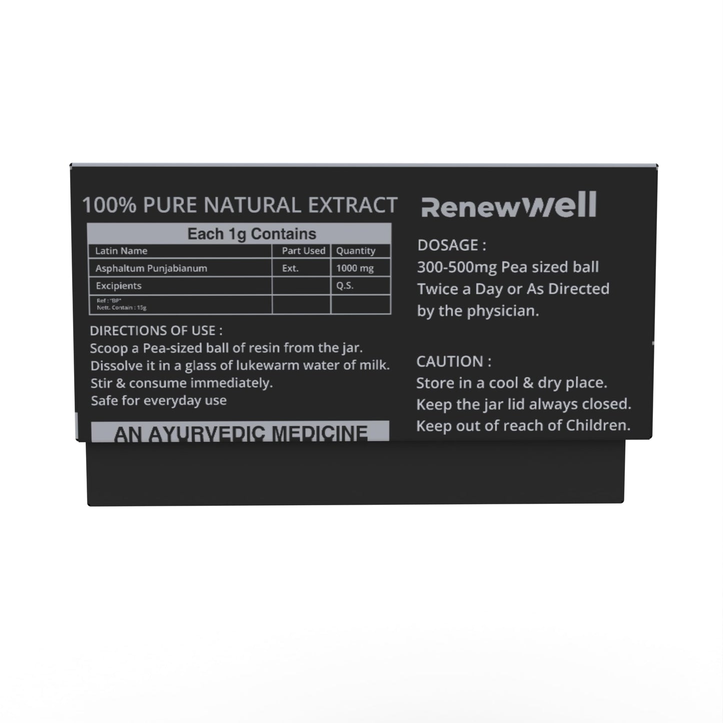 Renewwell Pure Himalayan Shilajit Resin form | Boost Stamina Improve Performance | Safe Shilajit For Men High Energy (20 gm)