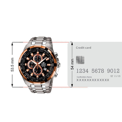Casio Edifice EF-539D-1A5VDF Analog Black Dial Men Watch Silver Metal Strap (ED368)