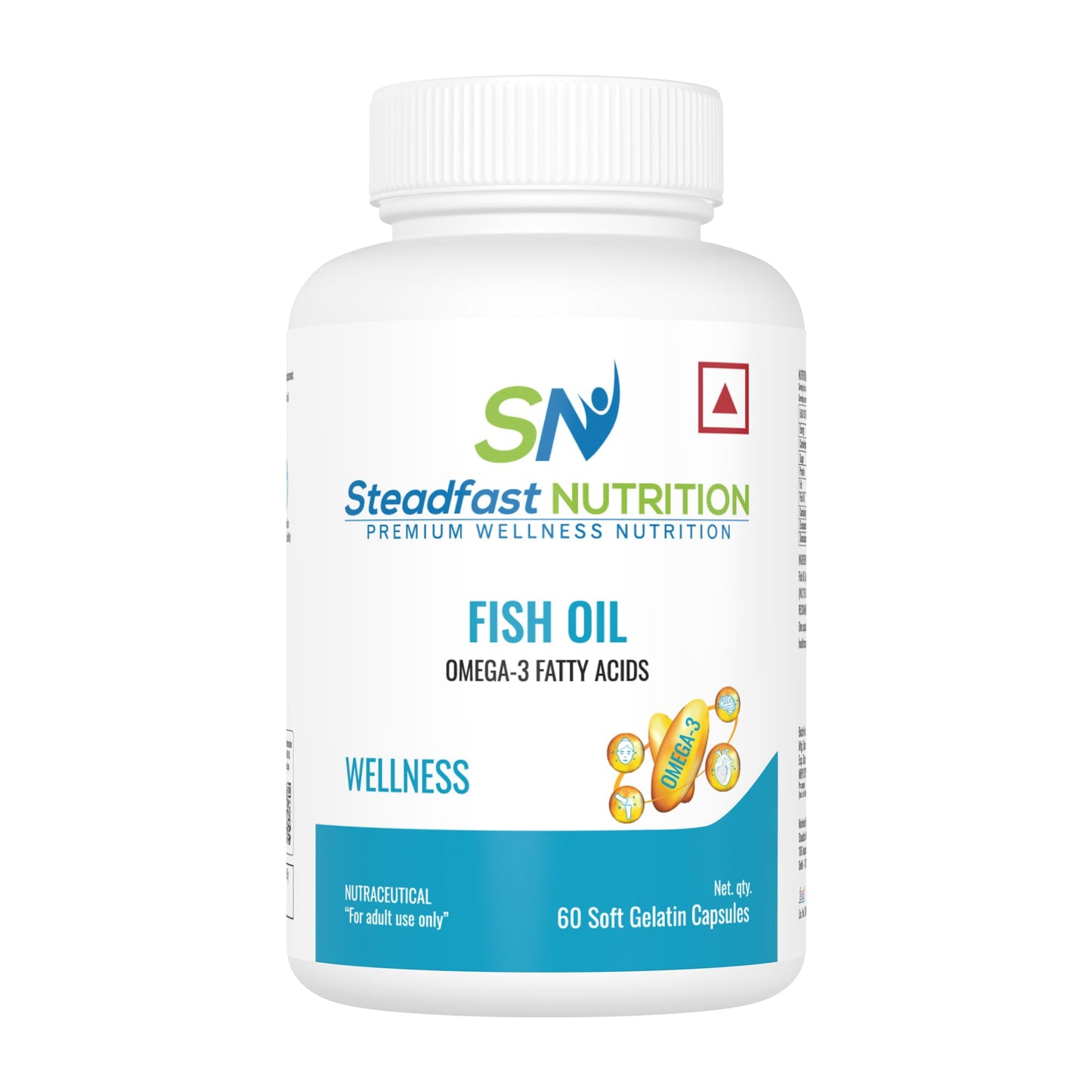 Steadfast Nutrition Fish Oil Omegs- 3, 1000mg Triple Strength for Healthy Heart, Brains, Joints & Body (60 Softgel Capsules)