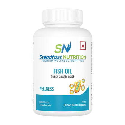 Steadfast Nutrition Fish Oil Omegs- 3, 1000mg Triple Strength for Healthy Heart, Brains, Joints & Body (60 Softgel Capsules)