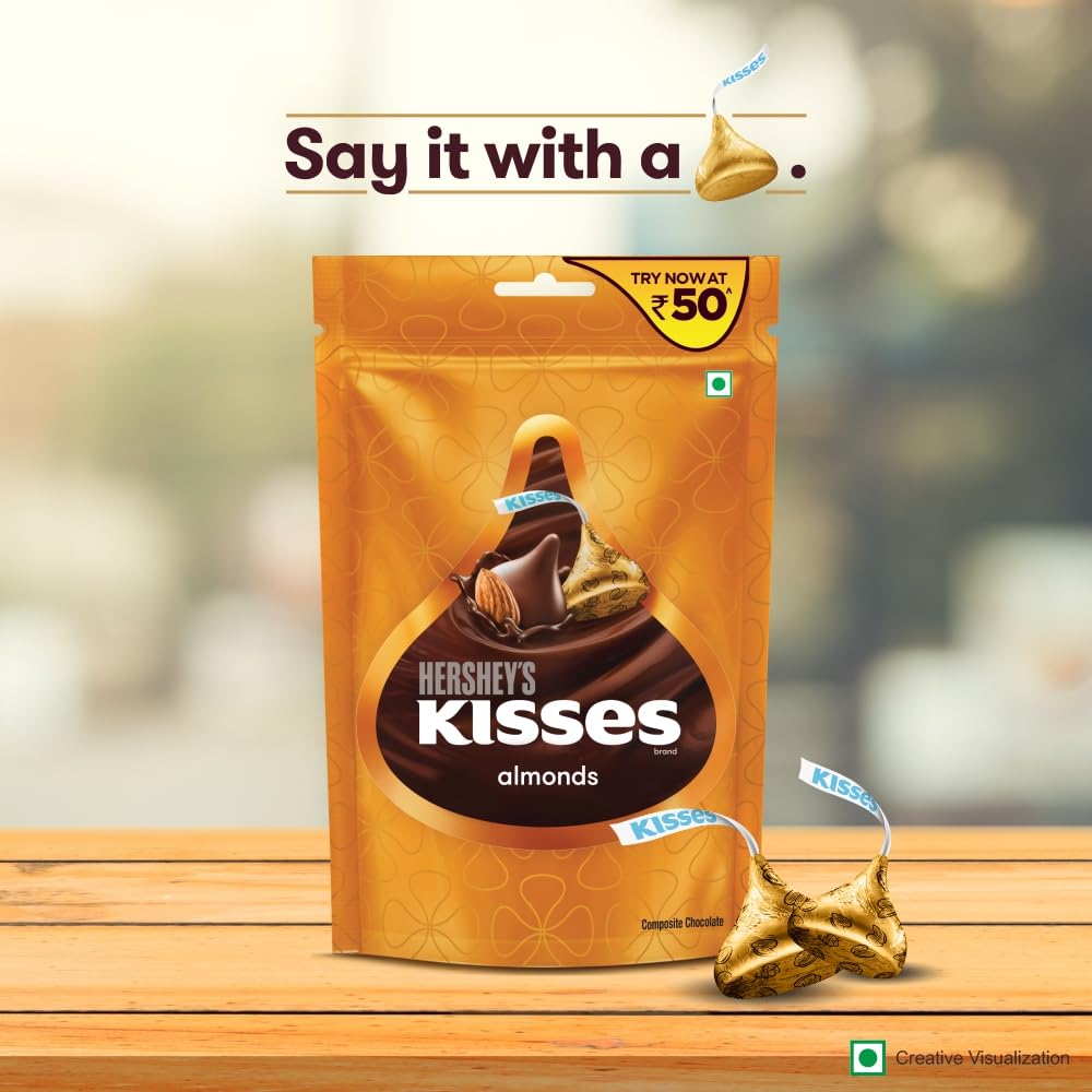 HERSHEY'S Kisses Almonds | Melt-in-Mouth Chocolates | Individually Wrapped 33.6grams