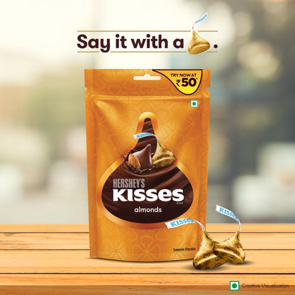 HERSHEY'S Kisses Almonds | Melt-in-Mouth Chocolates | Individually Wrapped 33.6grams