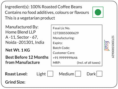 Home Blend Coffee Roasters-Whole Bean Coffee Bag-Plantation Aaa Arabica (100%)-Mysore Nuggets Extra Bold-Indian Specialty Coffee-Pack Of 1 Kg (Medium Roast)