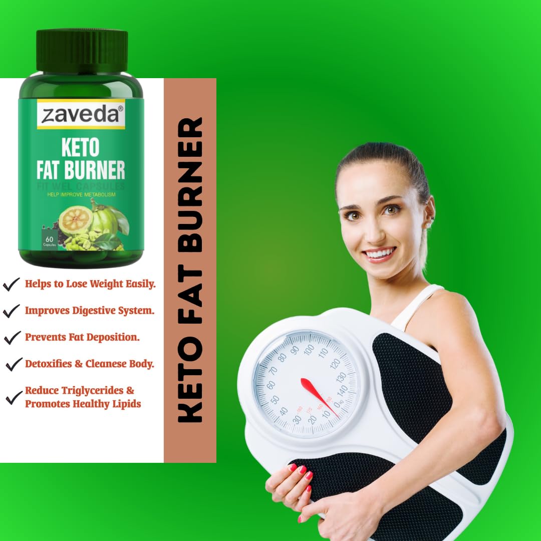 ZAVEDA Keto Fat Burner Extreme Fit wel 60 Capsules, 1000mg Serve, Weight Loss Supplement with Garcinia Cambogia and Other Herbs. Metabolism Booster, Fat Burner for Men & Women