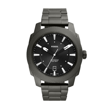 Fossil Stainless Steel Machine Analog Black Dial Grey Strap Men's Watch-Fs5970