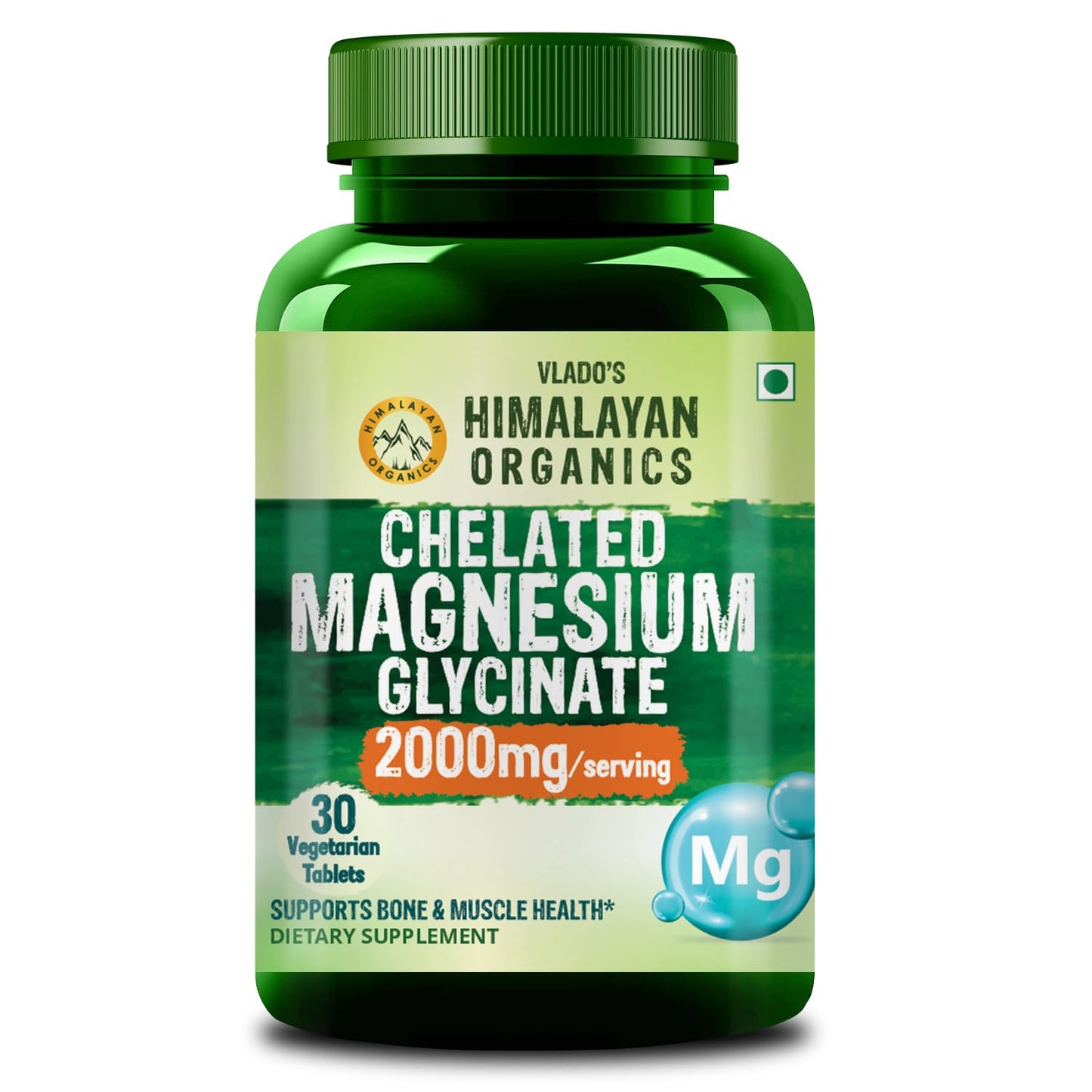 Vlado's Himalayan Organics Magnesium Glycinate Supplement 2000 MG - 30 Tablets