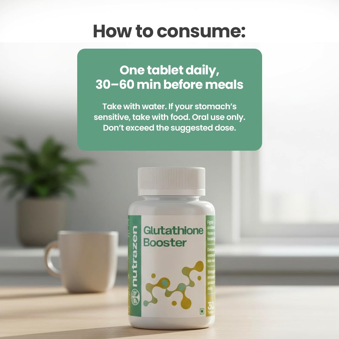 Nutrazen Glutathione Booster - 30 Tablets | Skin Brightening, Anti-Oxidant