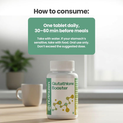 Nutrazen Glutathione Booster - 30 Tablets | Skin Brightening, Anti-Oxidant