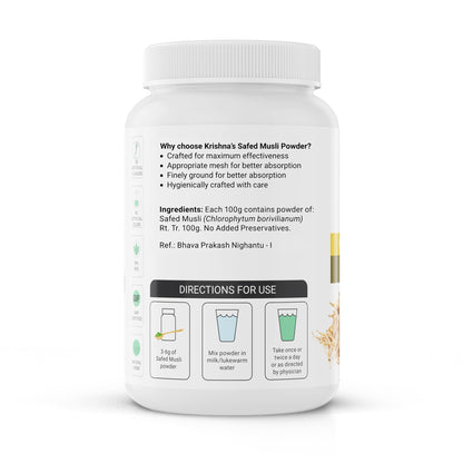 Krishna's Safed Musli (Chlorophytum borivilianum) Powder 100 g