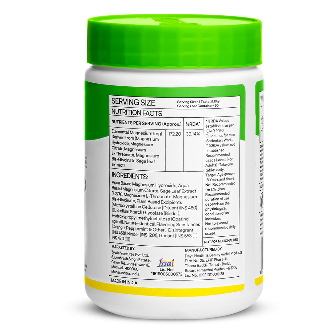 OZiva Magnesium Triple Complex 1100mg for Muscle, Sleep and Nerve Function | With Aquamin Mg, Glycinate, Magnesium L-Threonate & Bisglycinate | 60 Vegetarian Tablets