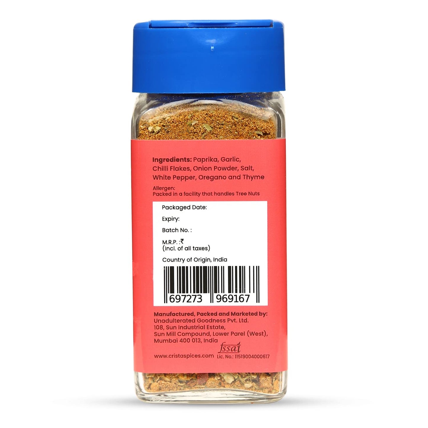 CRISTA 45 gms Southern Cajun Seasoning for Fries, Popcorn & Appetizers | Mixed Spices Blend | Vegan | Zero added Colours, Fillers, Additives & Preservatives