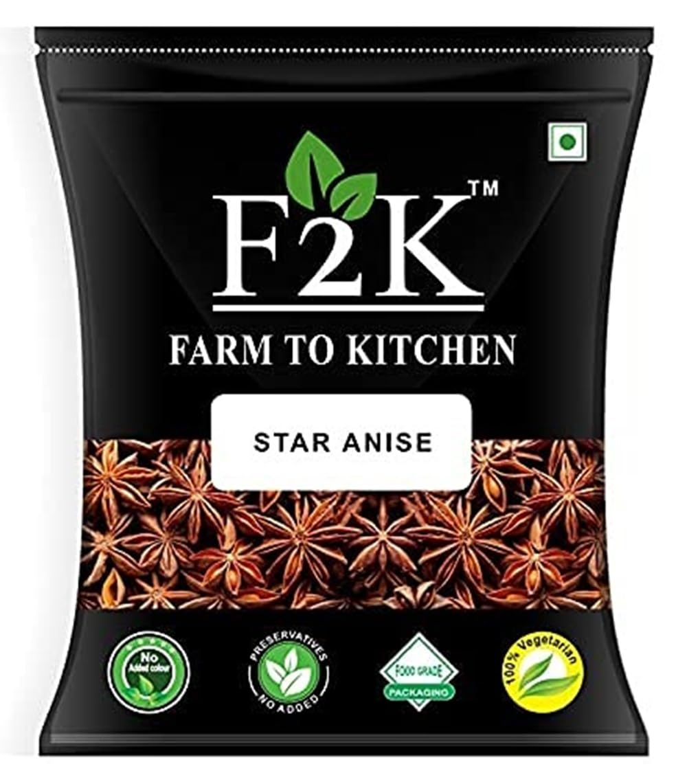 F2K Farm to Kitchen Star Anise Chakra Phool Seeds-Unlock The Unique Flavor And Aroma For Culinary Adventures, Secret Ingredient For Asian Inspired Dishes,25 Grams