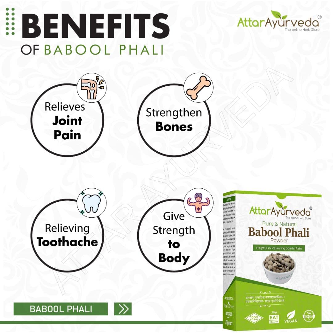 Attar Ayurveda Babool Phali Powder (500 grams) - Babool Fali - Kikar Ph- image 4