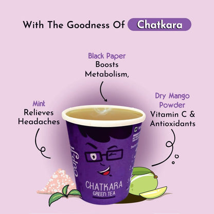 Cup-Ji Ready to Sip Chatkara Green Tea | Improves Digestion | Guilt-free | Non Bitter & Whole Leaf Green Tea | No Calorie | 10 Cups with 210 ml Cup Size