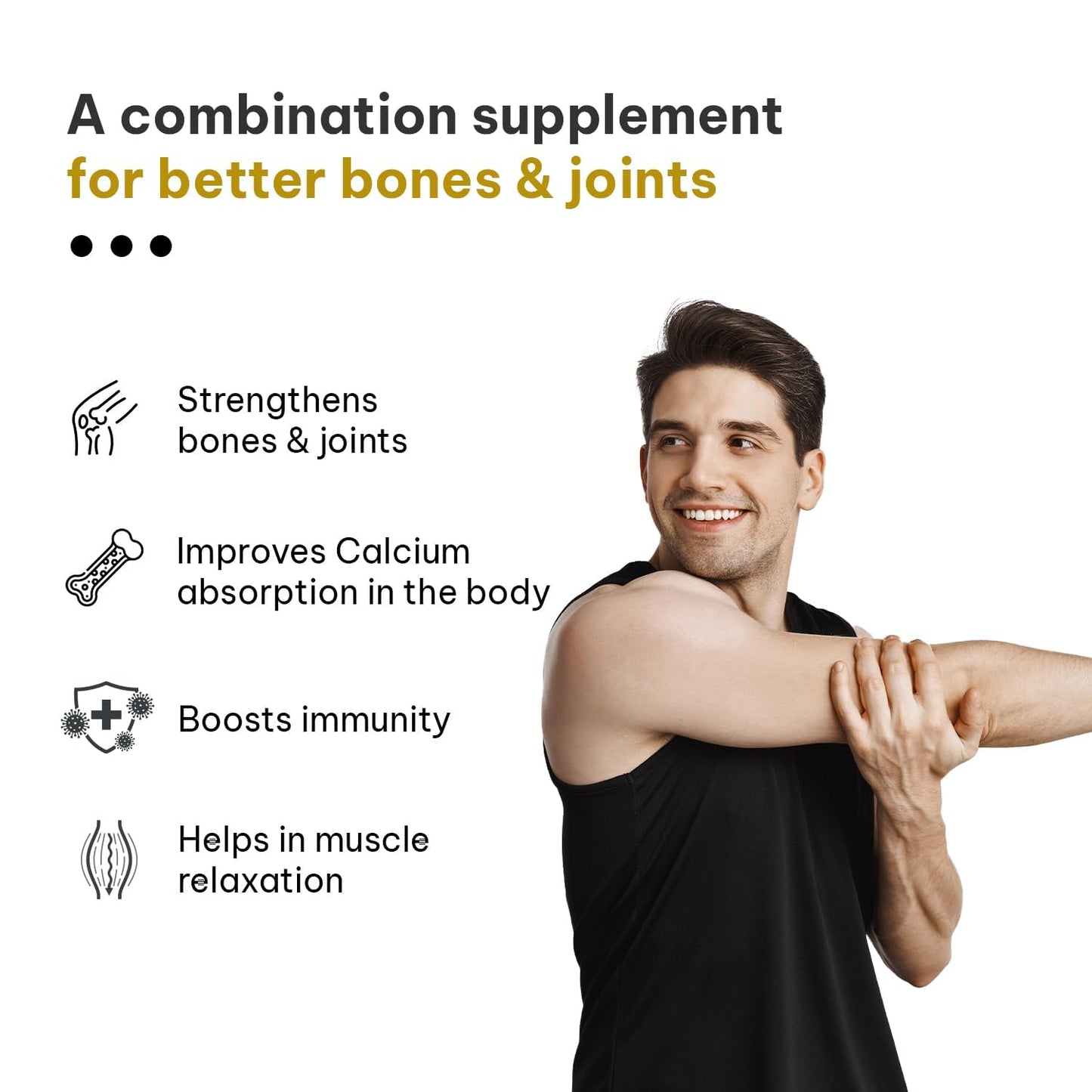 HK Vitals Calcium Magnesium & Zinc (60 Tablets) | With Vitamin D3, Calcium Supplement for Women and Men | For Bone Health & Joint Support