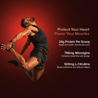 GNC 100% Whey + Nitro Surge, 24g Protein/Scoop, Cardio Protect Formula, 756mg Nitrosigine, 500mg L-Citrulline for Muscle Recovery, Endurance & Heart Health | Chocolate, 2lbs | USA Formulated