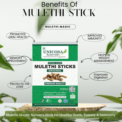 UNICOSA Ayurveda Natural Mulethi Stick (Yastimadhu / Licorice Sticks) 800g (200g x 4 Packs) for Hair, Skin, and Health Care glycyrrhiza glabra powder/licorice Powder | No Added Preservatives Mulethi Stick 800GM | Herbal Licorice Root | Ayurvedic Mulethi f
