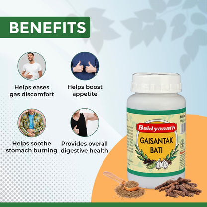 Baidyanath Gaisantak Bati, Reduces And Neutralizes Acid Levels|Provide Quick Relief From Common Digestive Problems Like Gas, Hyperacidity, Flatulence And Bloating (Powder, 100 G)