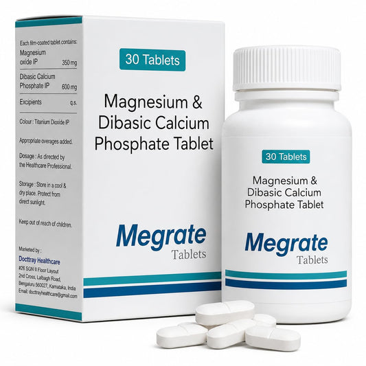 Docttray Megrate Magnesium and Dibasic Calcium Phosphate Tablets-30 Tablets