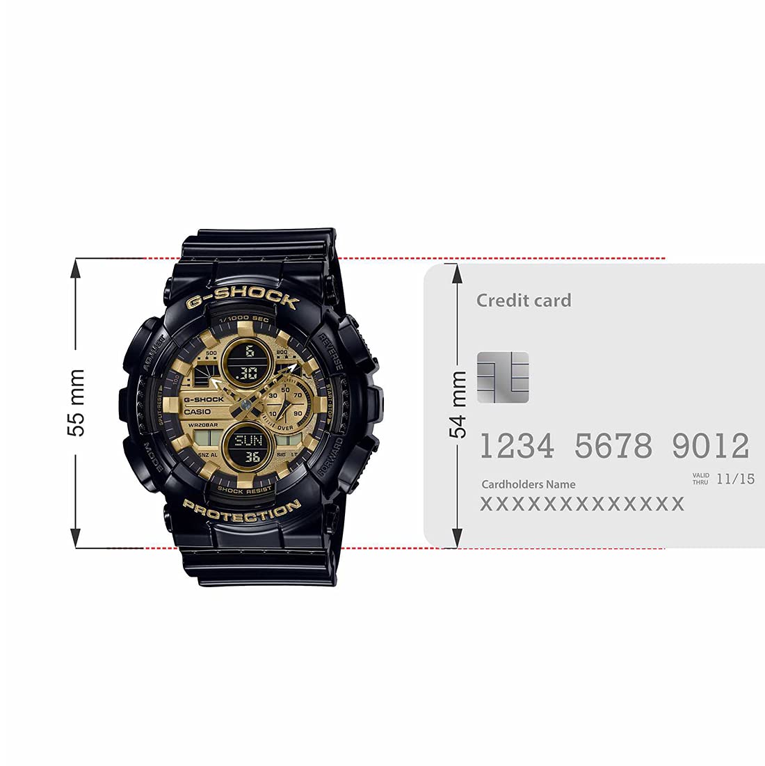 Casio G-Shock GA-140GB-1A1DR Black & Gold Analog-Digital Dial Black Resin Strap Men's Watch Shock and 200M Water Resistant G1021