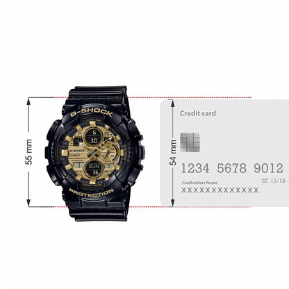 Casio G-Shock GA-140GB-1A1DR Black & Gold Analog-Digital Dial Black Resin Strap Men's Watch Shock and 200M Water Resistant G1021
