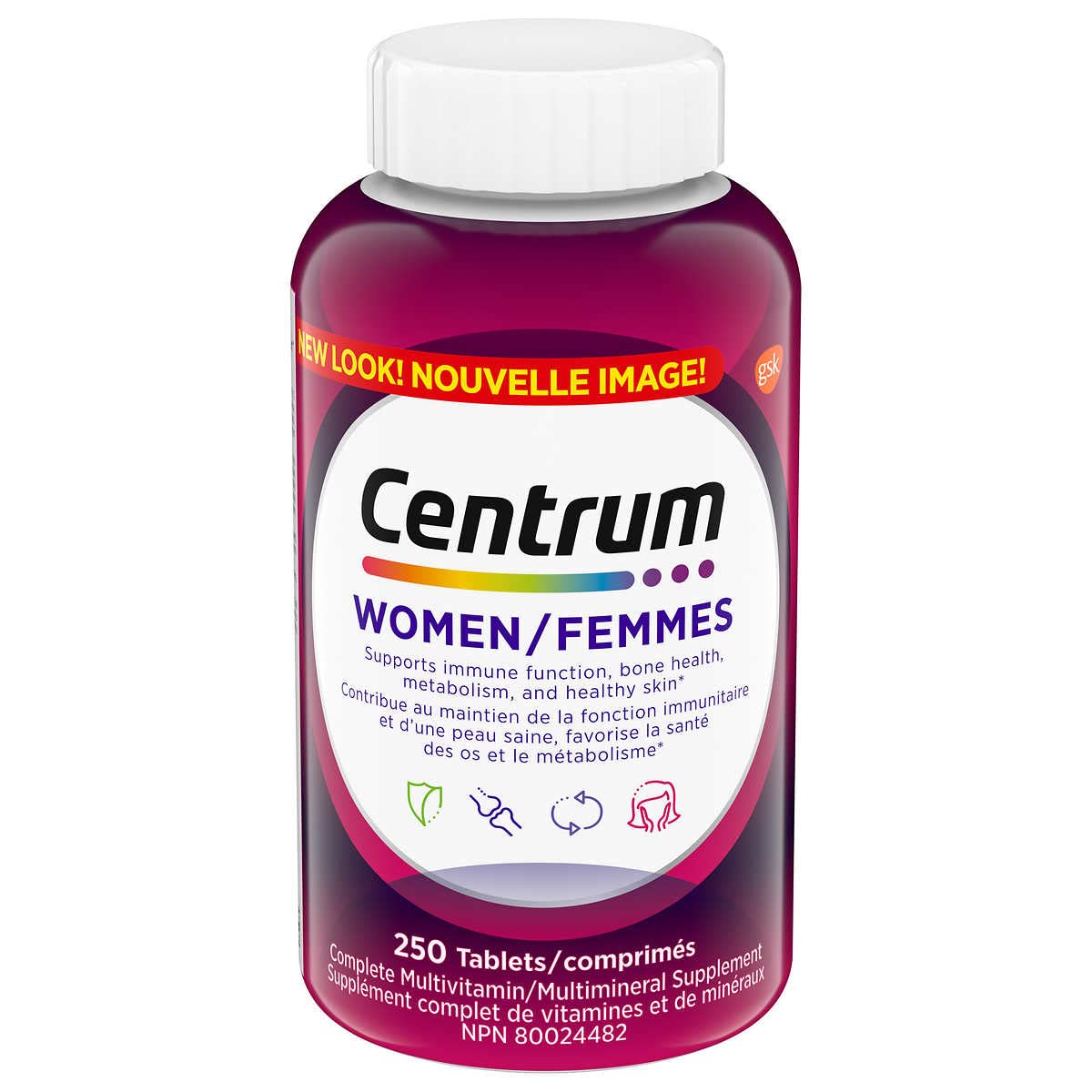 Centrum Multivitamin for Women with Vitamin and Antioxidant, Gluten Free, Non-GMO Tablets - 250 Count