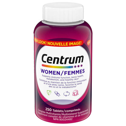 Centrum Multivitamin for Women with Vitamin and Antioxidant, Gluten Free, Non-GMO Tablets - 250 Count