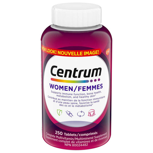 Centrum Multivitamin for Women with Vitamin and Antioxidant, Gluten Free, Non-GMO Tablets - 250 Count